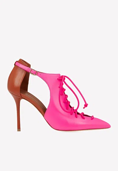Malone Souliers Montana 85 Lace-up Nappa Leather Pumps In Fuchsia