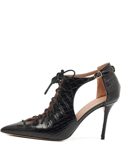 Pre-owned Malone Souliers Montana Leather Sandals In Black