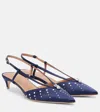 Malone Souliers Moore 40 Embellished Satin Slingback Pumps In Blue