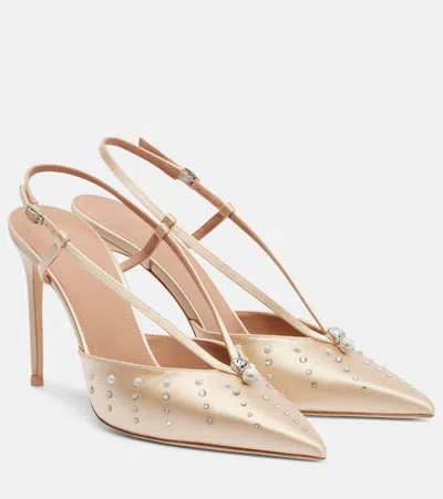 MALONE SOULIERS MOORE 90 SATIN SLINGBACK PUMPS
