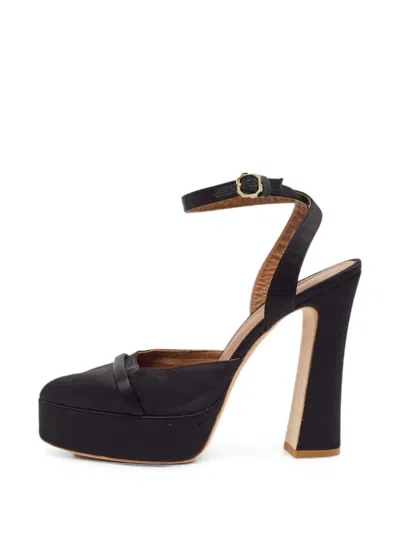 Pre-owned Malone Souliers Mora Platform Ankle-strap Pumps In Black