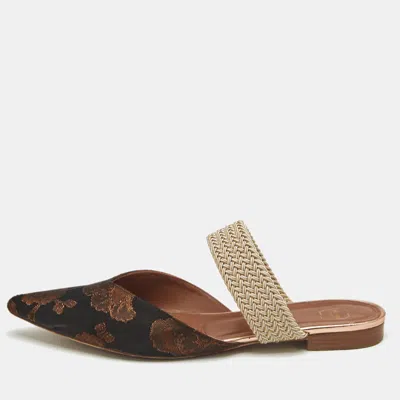 Pre-owned Malone Souliers Multicolor Brocade Fabric Maisie Flat Sandals Size 40