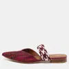 Malone Souliers Multicolor Check Canvas And Cord Maisie Flat Mules In Burgundy