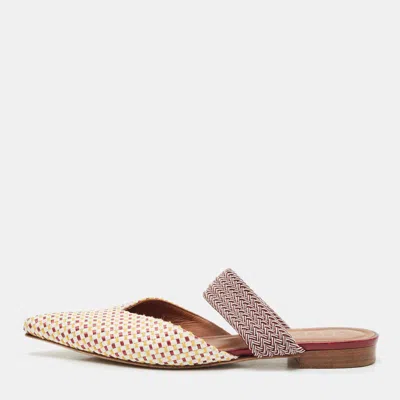 Pre-owned Malone Souliers Multicolor Coated Raffia Maisie Mules Size 38