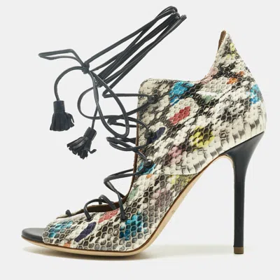 Pre-owned Malone Souliers Multicolor Python Leather Montana Booties Size 37