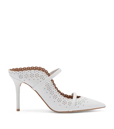 Malone Souliers Nappa Leather Broderie Maureen Heeled Mules 85 In Silver