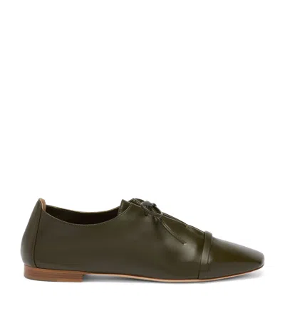 Malone Souliers Nappa Leather Lace-up Jean Flats In Green