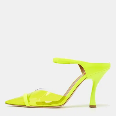 Malone Souliers Neon Yellow Pvc And Patent Leather Iona Mules In Green