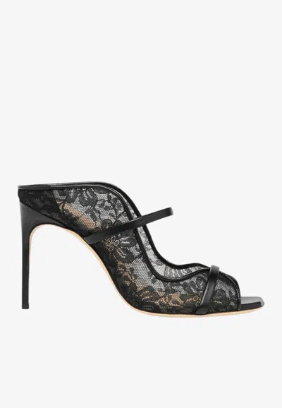 Malone Souliers Noah 90 Mules In Lace Mesh In Black