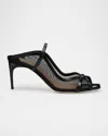 Malone Souliers Noah Brushed Calf Leather Mesh Double-strap Mule Sandals In Black