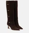 Malone Souliers 70mm Nolan Buckle-detail Suede Knee-high Boots In Brown