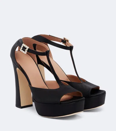 Malone Souliers Nomi Embellished Satin Platform Sandals In Black