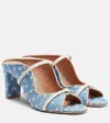 Malone Souliers Norah 70 Leather-trimmed Denim Mules In Blue