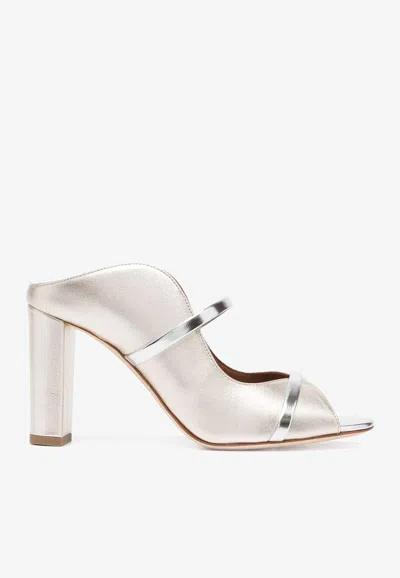 Malone Souliers Norah 85 Leather Sandals In Silver