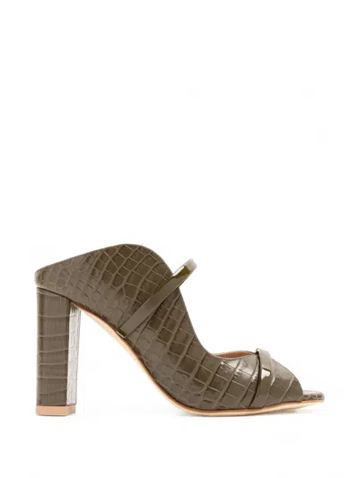 Malone Souliers 85mm Norah Croc-embossed Leather Mule Sandals In Black