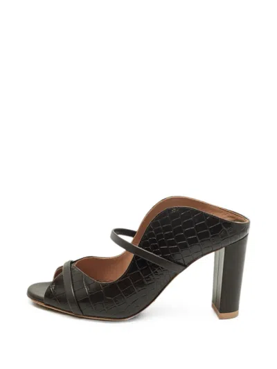 Pre-owned Malone Souliers Norah Crocodile-embossed Mules In Brown