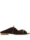Malone Souliers Norah Leather-trimmed Suede Mules In Brown