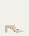 Malone Souliers Norah Linen Two-band Slide Sandals In Beige Beige