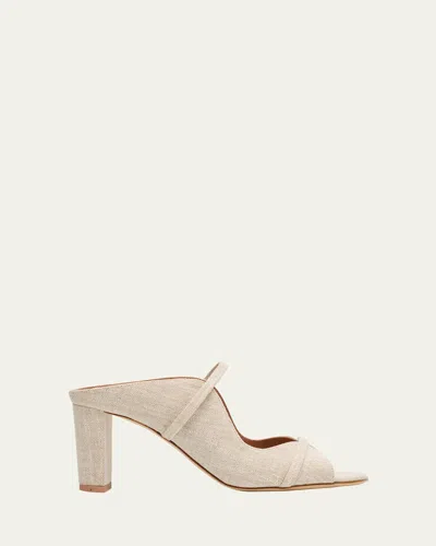 Malone Souliers Norah Linen Two-band Slide Sandals In Beige Beige