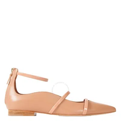 Malone Souliers Nude Leather Robyn Flats In Beige