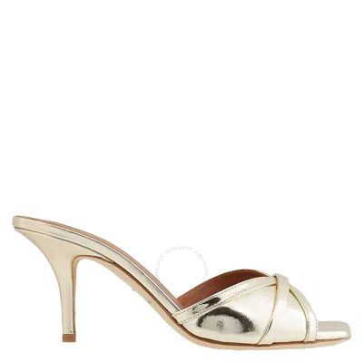 Malone Souliers Open Box -  Ladies Platino Perla 70 Metallic Leather Sandals In Gold