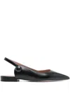 Malone Souliers Palmer Pointed Leather Ballet Flats In Black