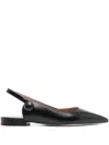 Malone Souliers Palmer Pointed Leather Ballet Flats In Black  