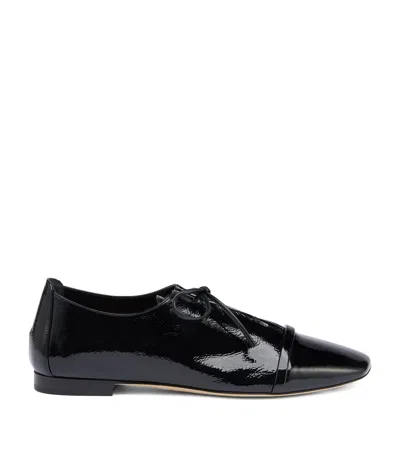Malone Souliers Patent Leather Jean Lace-up Flats In Black