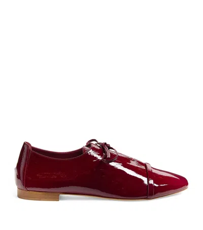Malone Souliers Patent Leather Jean Lace-up Flats In Burgundy