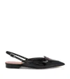 Malone Souliers Patent Leather Leopard Print Laurie Slingback Flats In Black