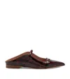 Malone Souliers Patent Leather Leopard Print Maureen Mules In Brown