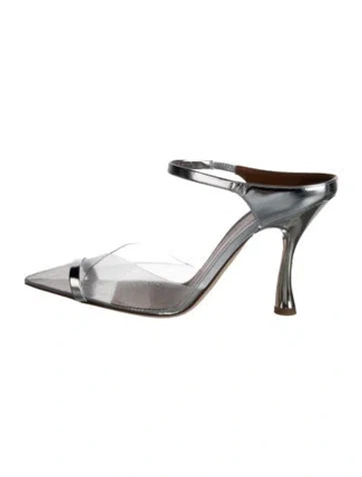 Pre-owned Malone Souliers Patent Leather Mules In Silver