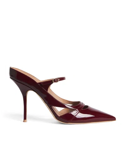 Malone Souliers Patent Leather Patty Heeled Mules 90 In Burgundy