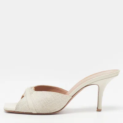 Pre-owned Malone Souliers Patricia Size 37.5 White Leather Slide Sandals