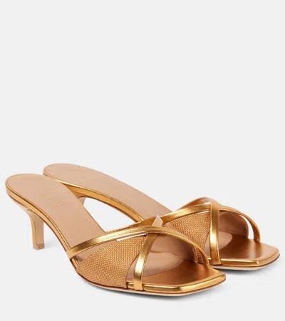 Malone Souliers Penn 45 Leather-trimmed Mules In Brown