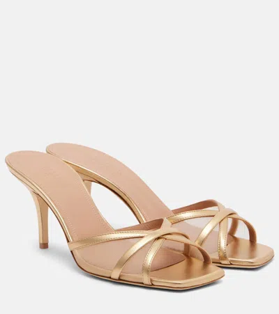 Malone Souliers Perla 70 Leather And Mesh Mules In Gold