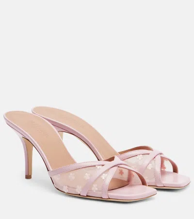 Malone Souliers Perla 70 Leather And Mesh Mules In Pink