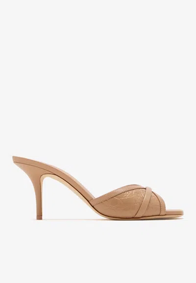 Malone Souliers Perla 70 Leather Mules In Beige