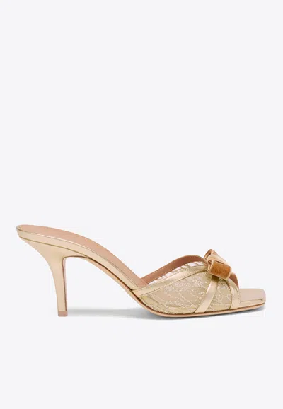 Malone Souliers X Harrods Exclusive Metallic Leather Embossed Perla Mules 70 In Gold