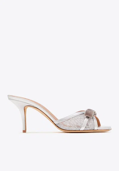 Malone Souliers Perla 70 Leather Mules In Silver