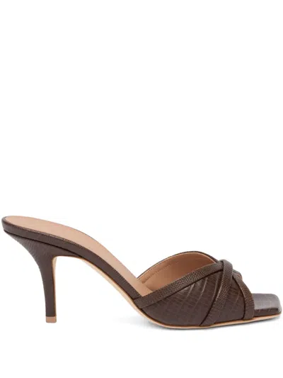 Malone Souliers Perla 70 Embossed Leather Heeled Sandals In Brown