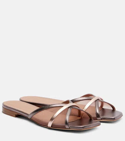 Malone Souliers Perla Leather And Mesh Slides In Brown