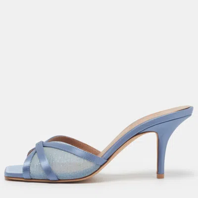 Pre-owned Malone Souliers Perla Size 36 Blue Lace And Satin Slide Sandals