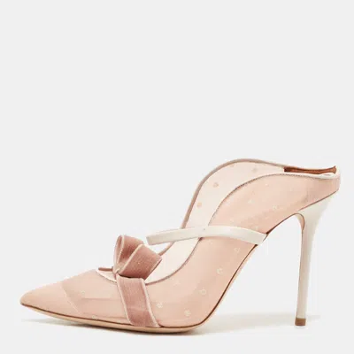Pre-owned Malone Souliers Pink Leather And Mesh Margueritee Mules Size 39