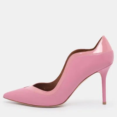 Malone Souliers Pink Leather And Patent Penelope Pointed Toe Pumps