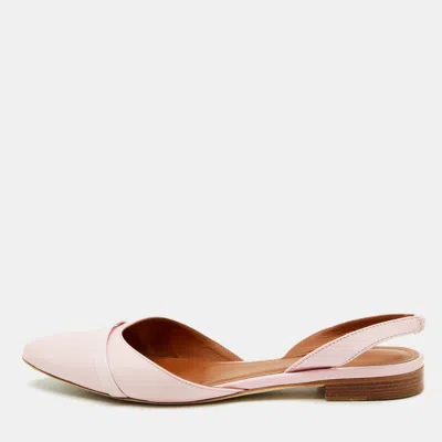 Pre-owned Malone Souliers Pink Leather Elsie Slingback Flat Size 39.5