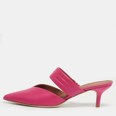 Pre-owned Malone Souliers Pink Leather Maisie Mules Size 38