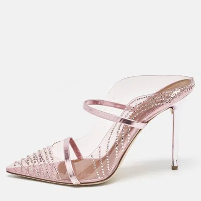 Pre-owned Malone Souliers Pink Pvc Crystal Embellished Maureen Mules Size 40