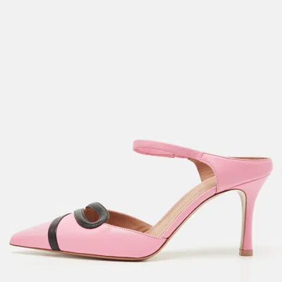 Pre-owned Malone Souliers Pink/black Leather Bonnie Slide Sandals Size 37