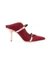 Malone Souliers Maureen 100 Metallic Leather-trimmed Satin Mules In Red